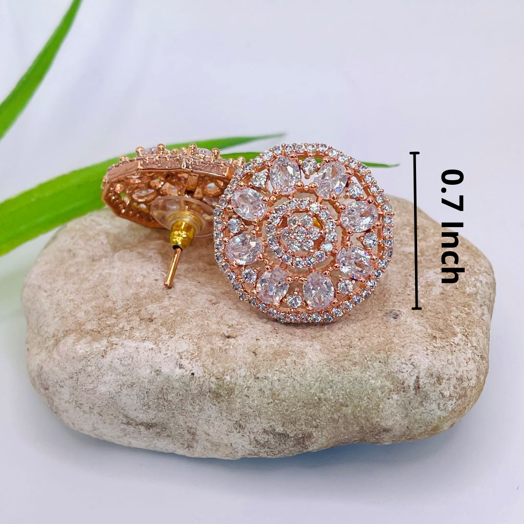 Cherry Blossom Stud Cubic Zirconia American Diamond Earrings