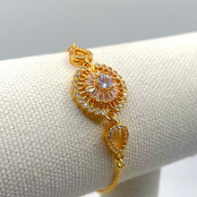 Gold Dahlia zirconia chain bracelet - koohoo.us