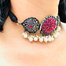 Red Perl Round Choker necklace set