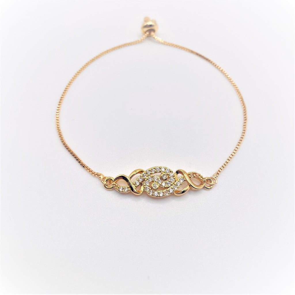 Gold Begonia zirconia chain bracelet - koohoo.us