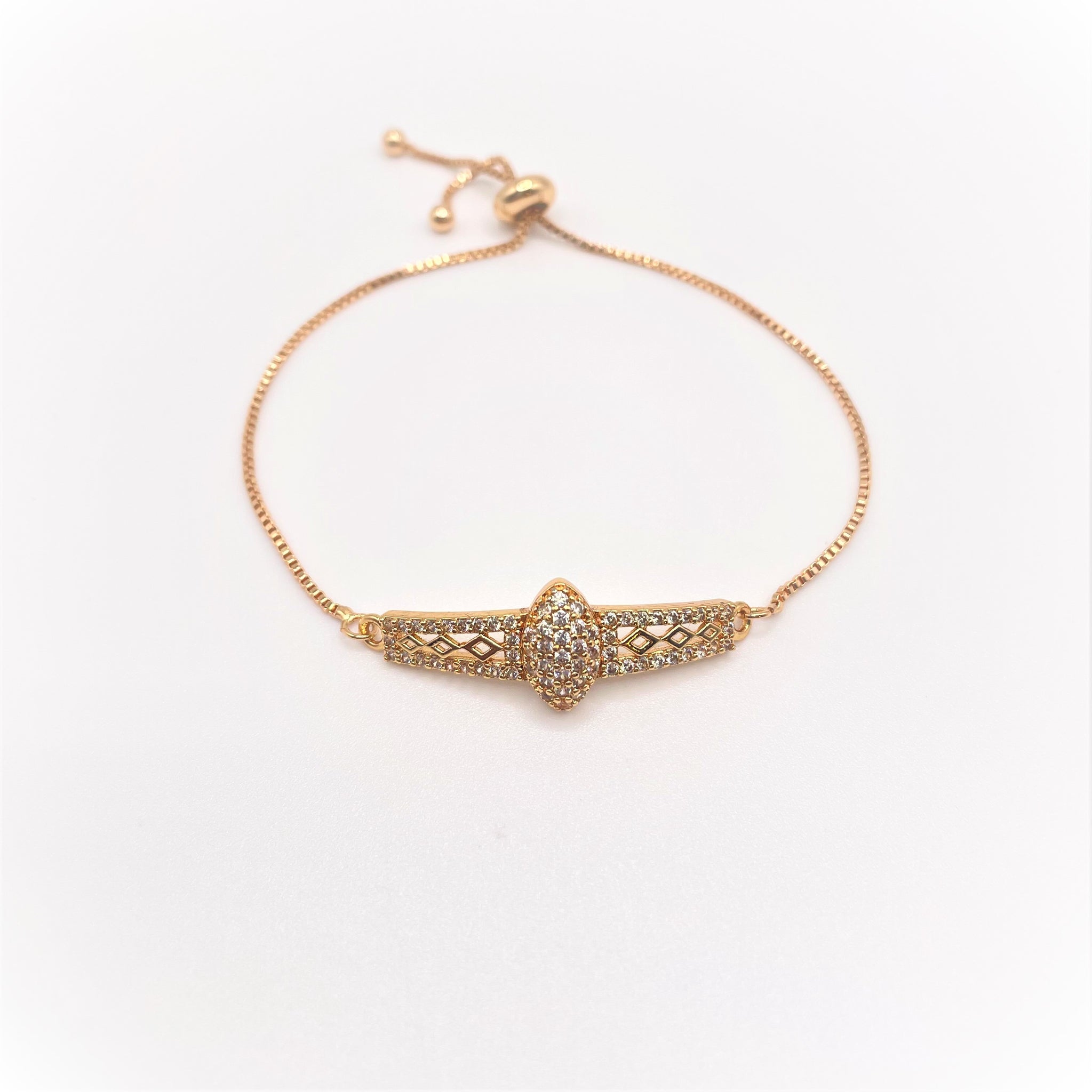 Gold Daffodil zirconia chain bracelet - koohoo.us
