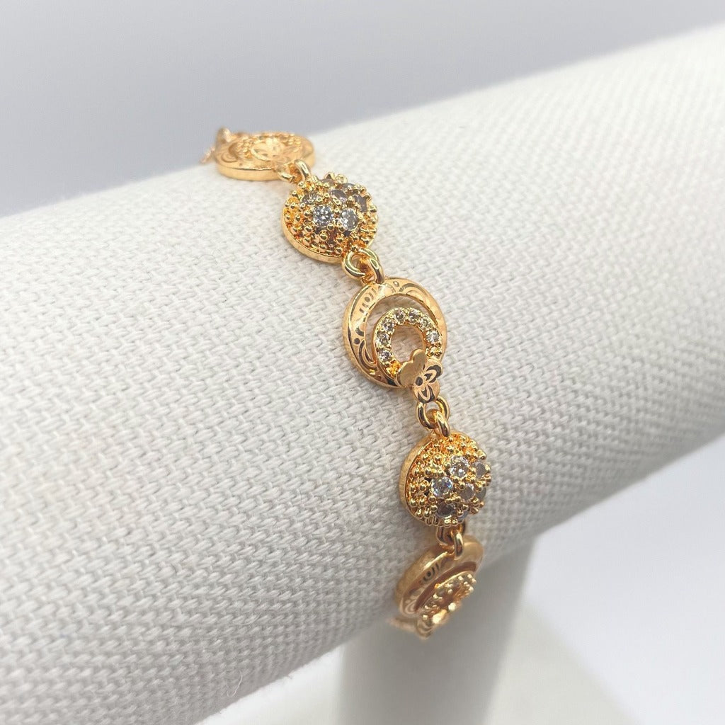 Gold Daisy zirconia chain bracelet - koohoo.us