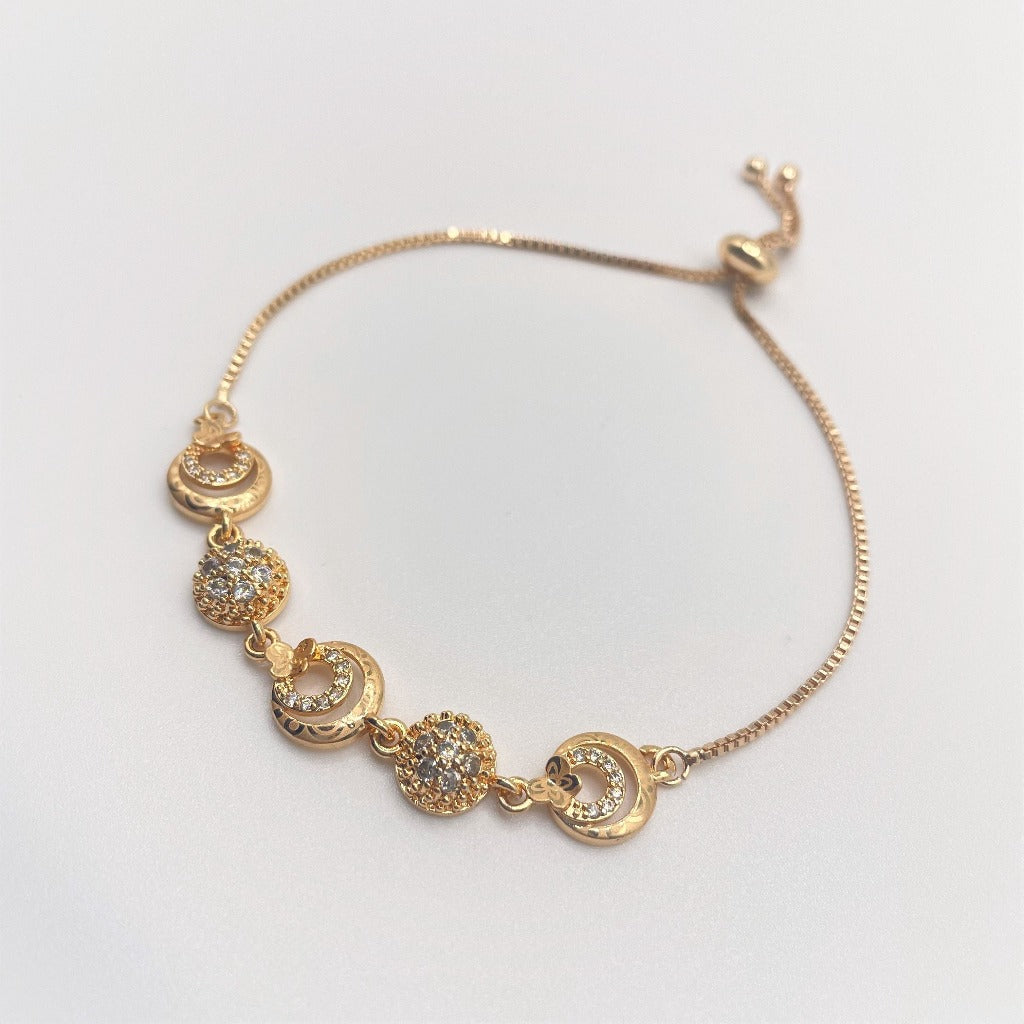 Gold Daisy zirconia chain bracelet - koohoo.us