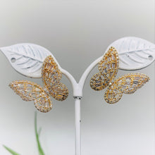 Gold plated Butterfly Stud Cubic Zirconia American Diamond Earrings