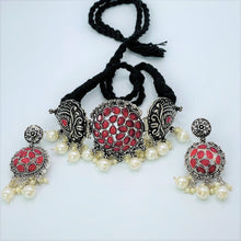 Red Perl Round Choker necklace set