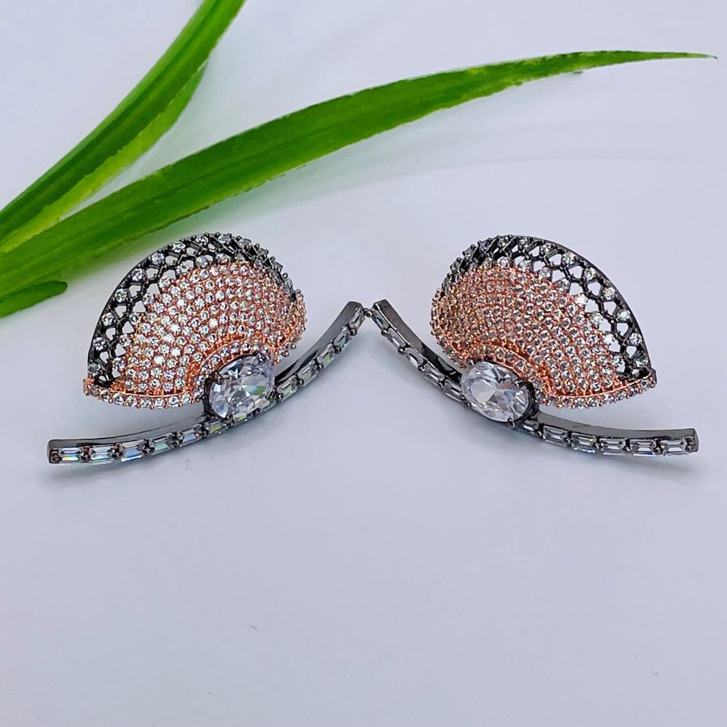 Victorian Half Moon Stud Earrings