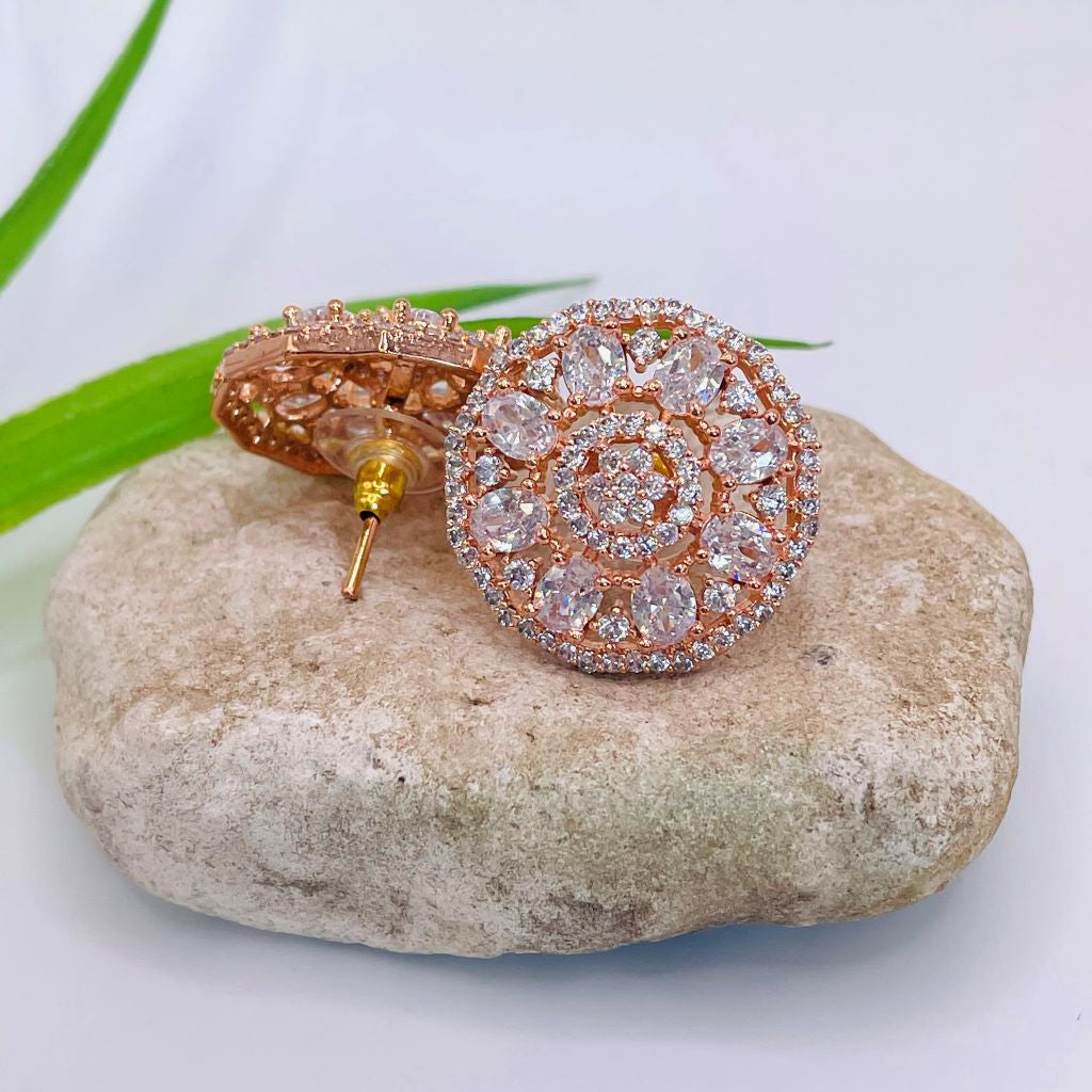 Cherry Blossom Stud Cubic Zirconia American Diamond Earrings