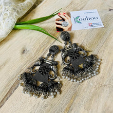 Oxidized Elephant Stone Earrings