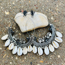 Oxidized Shell  Stone Earrings