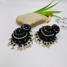 Afghani Beaded Jhumka Earrings Black