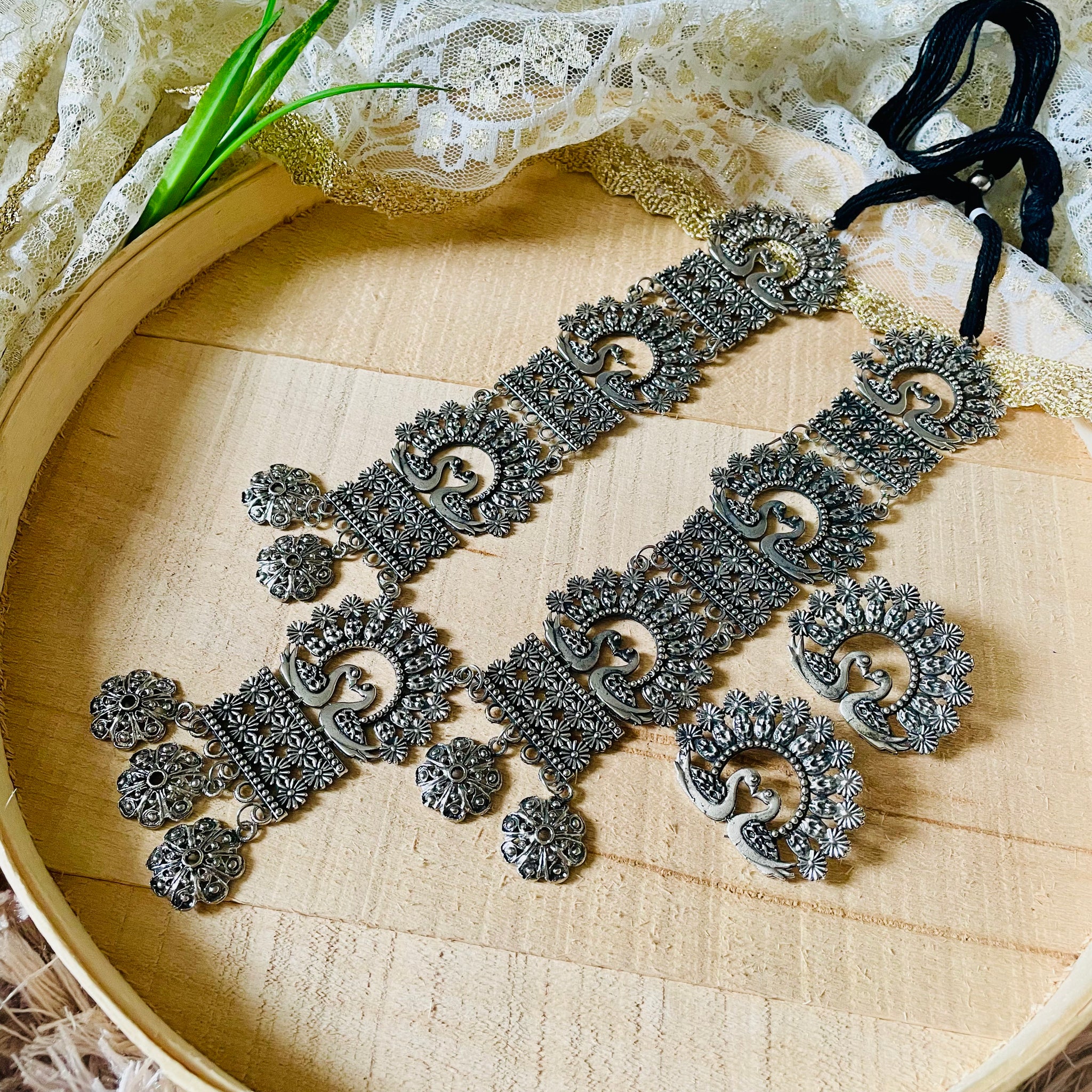 Oxidized Long Necklace Set