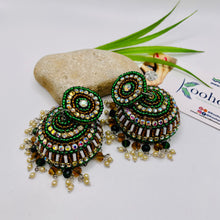 Afghani Beaded Jhumka Earrings Green