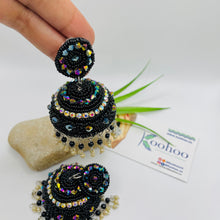 Afghani Beaded Jhumka Earrings Black