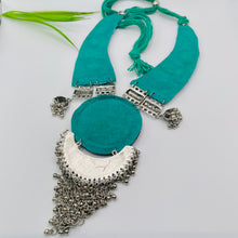 Dark and sky blue Indian Afgani Oxidized Necklace Back view
