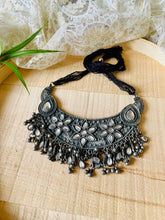 Oxidized Choker White Stone Necklace
