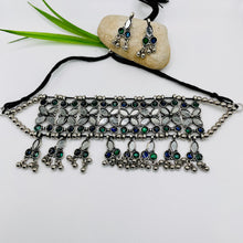 Oxidized Choker Mirror Necklace