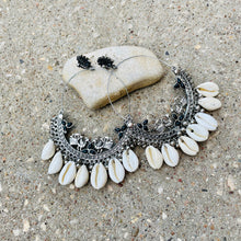 Oxidized Shell  Stone Earrings