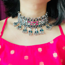 Oxidized Choker Mirror Necklace