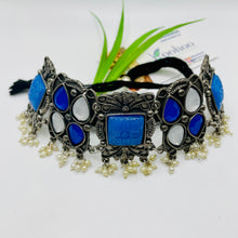 Oxidized Blue Druzy Stone Necklace