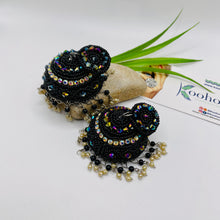Afghani Beaded Jhumka Earrings Black