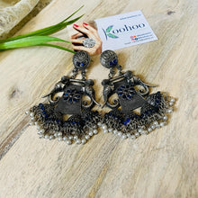 Oxidized Elephant Stone Earrings