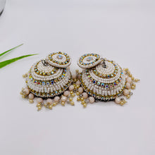 Afghani Beaded Jhumka Earrings White