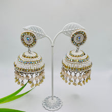 Afghani Beaded Jhumka Earrings White