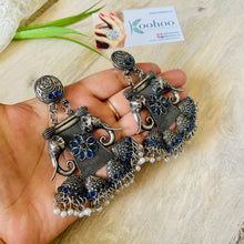 Oxidized Elephant Stone Earrings