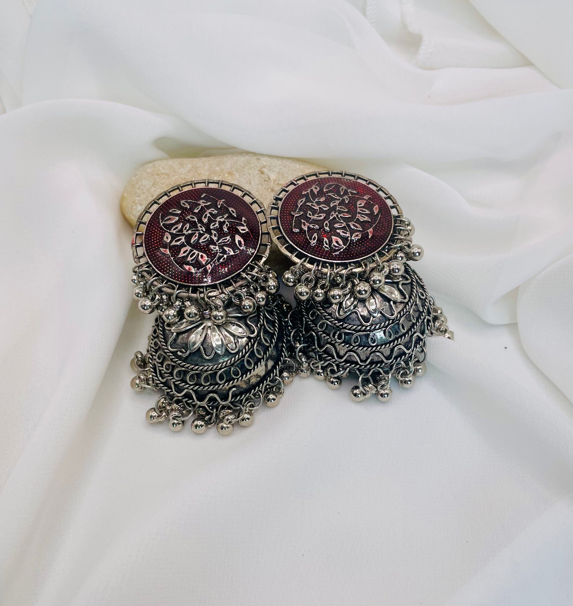 Oxidized Afghani Ghoongroo Jhumka