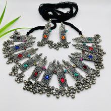 Multicolor Indian Afgani Oxidized Necklace with matching earrings